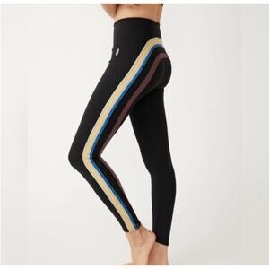 FP MOVEMENT NWOT Run Racer Rainbow Striped Black Leggings Size Large High Rise